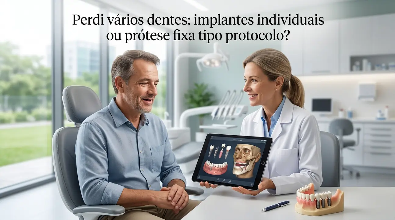 Paciente adulto em avaliação para implante dentário ou prótese protocolo